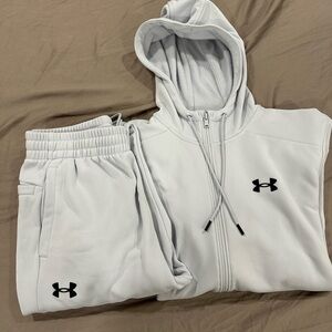 Under Armour White Performance Fleece Hoodie & Joggers Set